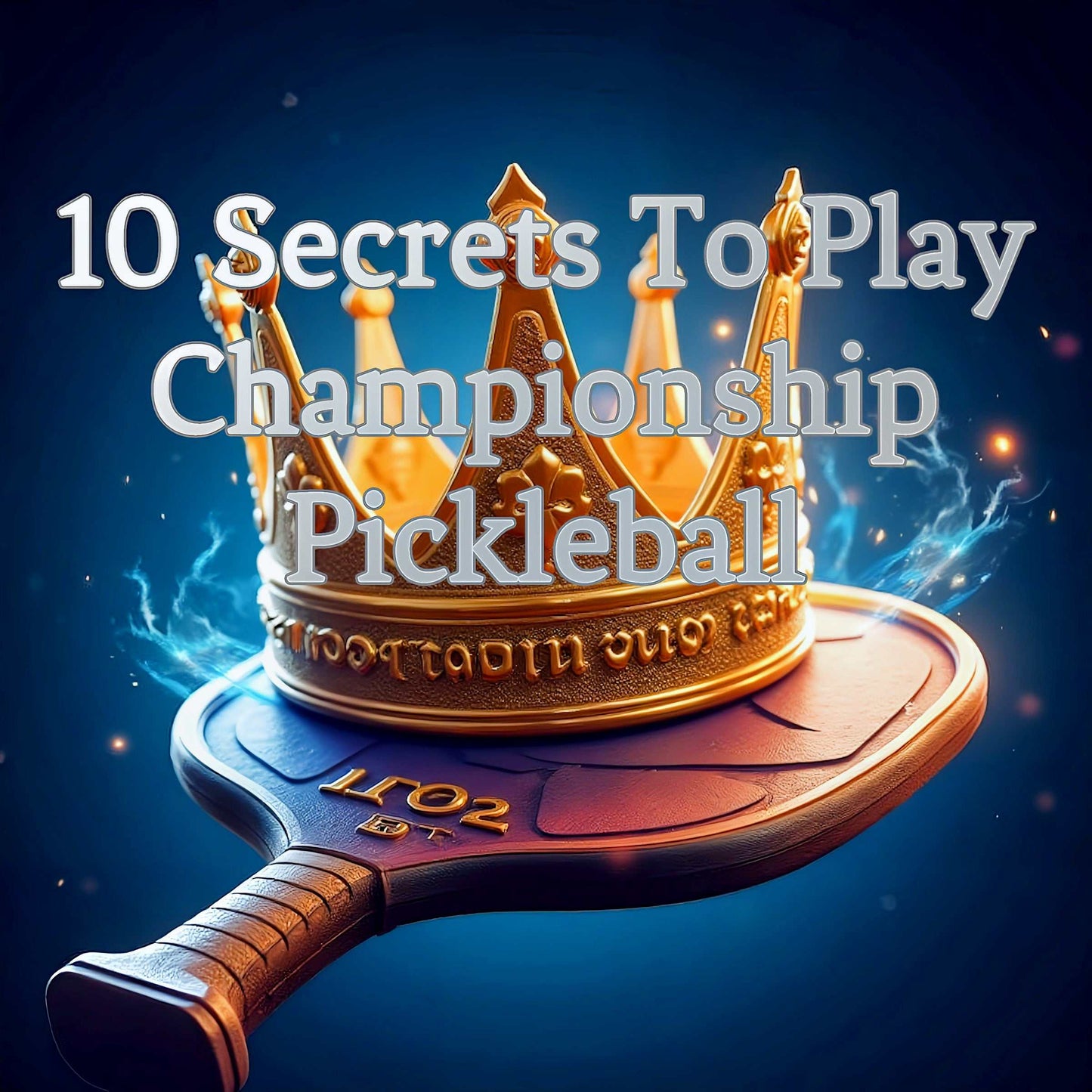 Crown on pickleball paddle with text "10 Secrets To Play Championship Pickleball".