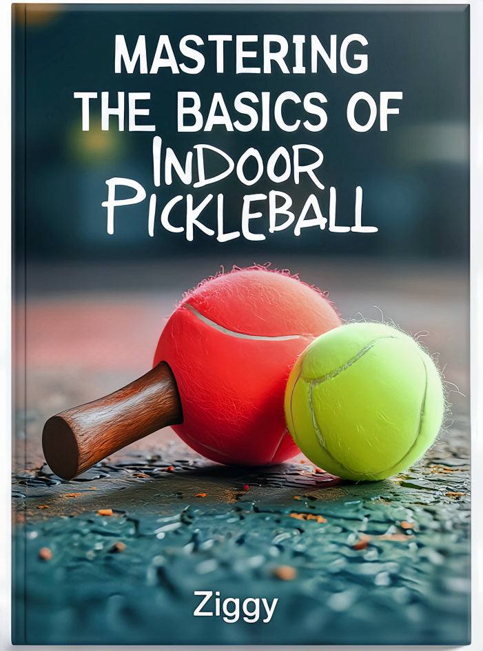 Mastering indoor pickleball book cover with paddle and balls.