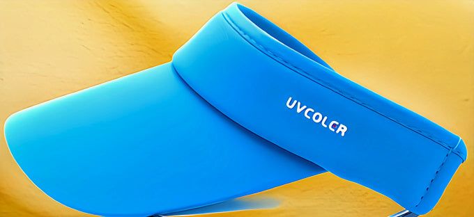 Blue pickleball visor with adjustable strap and breathable fabric.