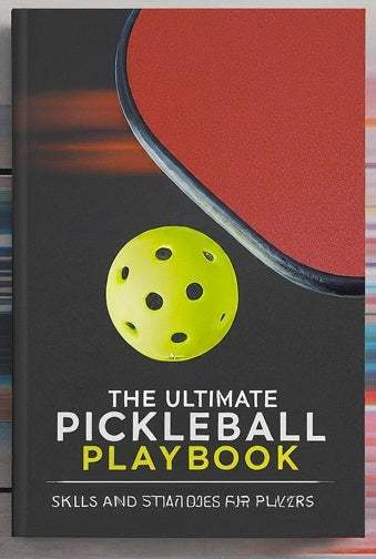 The Ultimate Pickleball Playbook cover with pickleball paddle and ball.