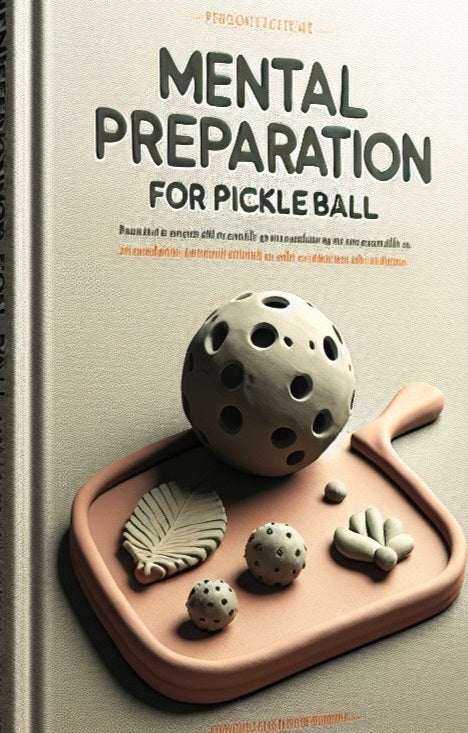 Ebook cover with a pickleball and paddle, text reads "Mental Preparation for Pickle Ball".