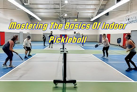 Indoor pickleball players in action, highlighting techniques and strategies discussed in "Mastering the Basics of Indoor Pickleball."