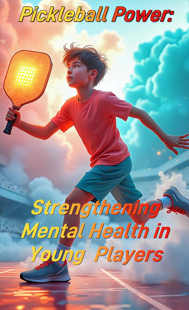 Young player holding pickleball paddle with text "Pickleball Power: Strengthening Mental Health in Young Players."